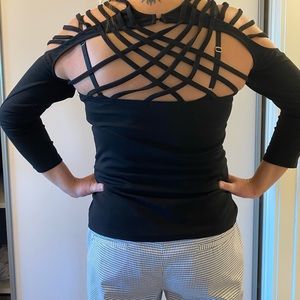 Women’s black strapped top